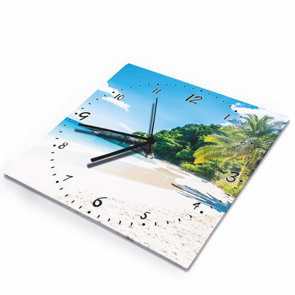 Hochwertige 30cm-Uhren Made in Alzenau Lautlose Uhr MDF Acryl Motiv Paradies-Strand