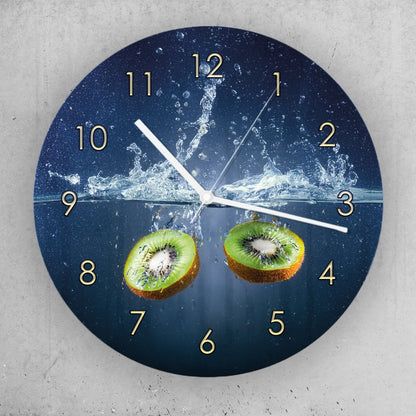 Hochwertige 30cm-Uhren Made in Alzenau Lautlose Uhr MDF Acryl Motiv Kiwi im Wasser