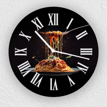 Hochwertige 30cm-Uhren Made in Alzenau Lautlose Uhr MDF Acryl Motiv Spaghetti