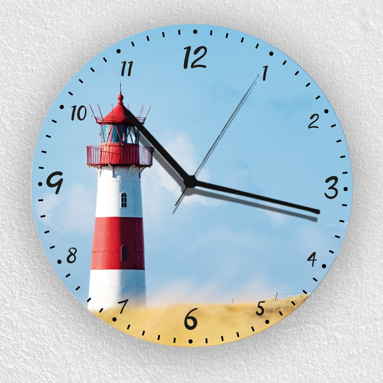 Hochwertige 30cm-Uhren Made in Alzenau Lautlose Uhr MDF Acryl Motiv Leuchtturm