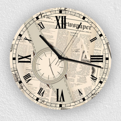Hochwertige 30cm-Uhren Made in Alzenau Lautlose Uhr MDF Acryl Motiv Old Zeitung