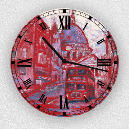 Hochwertige 30cm-Uhren Made in Alzenau Lautlose Uhr MDF Acryl Motiv London
