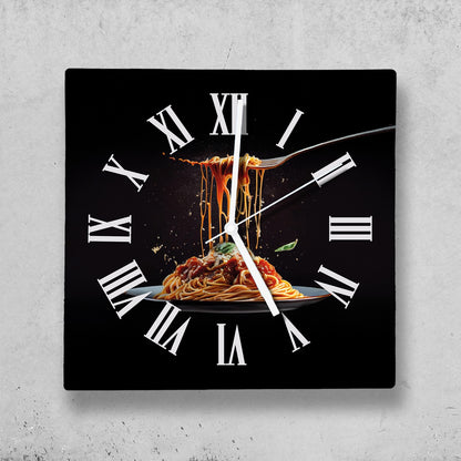 Hochwertige 30cm-Uhren Made in Alzenau Lautlose Uhr MDF Acryl Motiv Spaghetti