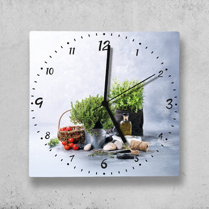 Hochwertige 30cm-Uhren Made in Alzenau Lautlose Uhr MDF Acryl Motiv Kräuter
