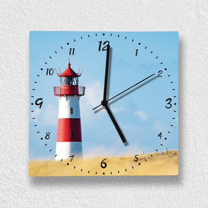 Hochwertige 30cm-Uhren Made in Alzenau Lautlose Uhr MDF Acryl Motiv Leuchtturm
