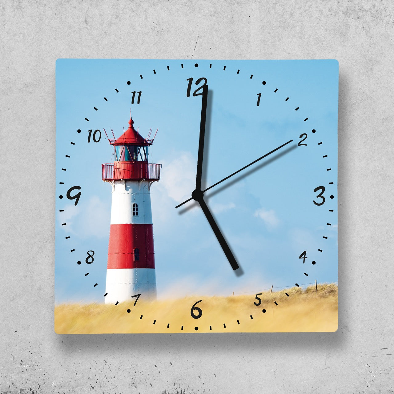 Hochwertige 30cm-Uhren Made in Alzenau Lautlose Uhr MDF Acryl Motiv Leuchtturm