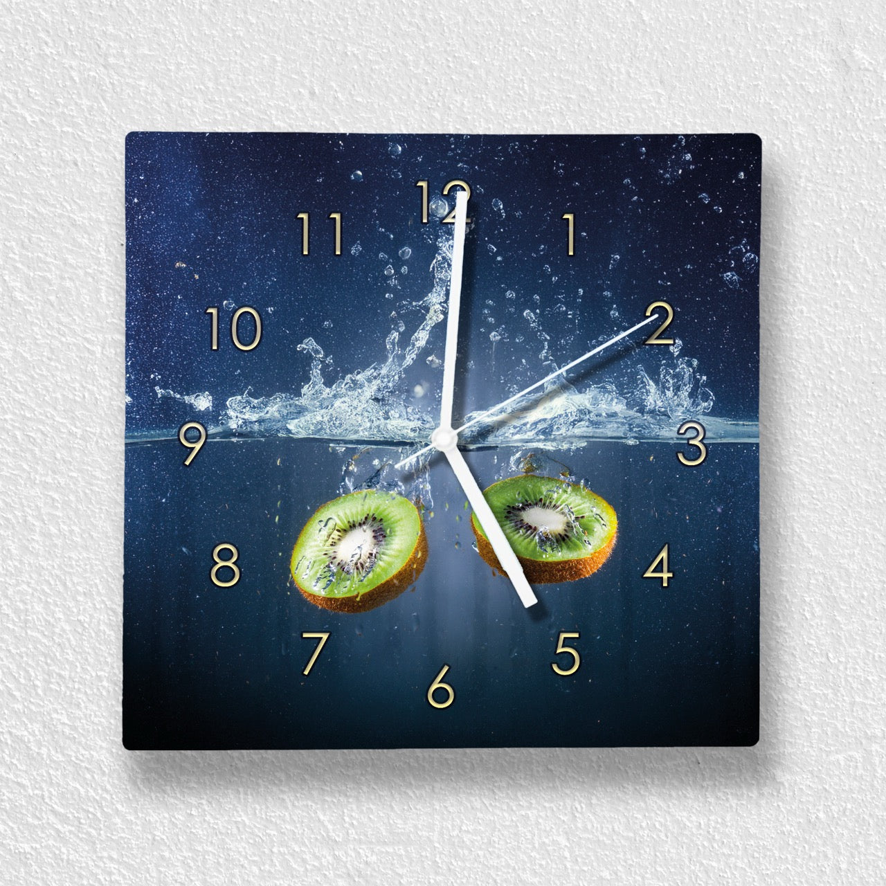 Hochwertige 30cm-Uhren Made in Alzenau Lautlose Uhr MDF Acryl Motiv Kiwi im Wasser