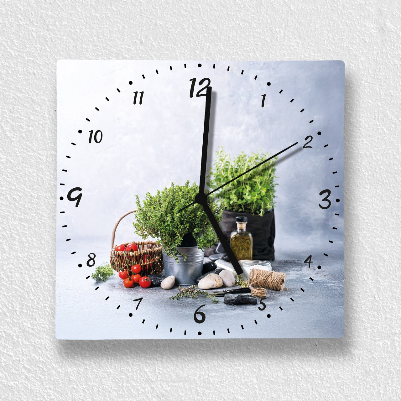Hochwertige 30cm-Uhren Made in Alzenau Lautlose Uhr MDF Acryl Motiv Kräuter