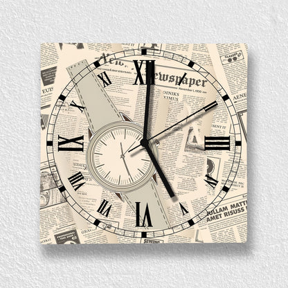 Hochwertige 30cm-Uhren Made in Alzenau Lautlose Uhr MDF Acryl Motiv Old Zeitung