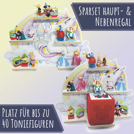 Smagnon Regal für die Toniebox und Tonie Figuren Motiv Ballon-Familie Kinderspielzeug (Einhorn-Schloss)