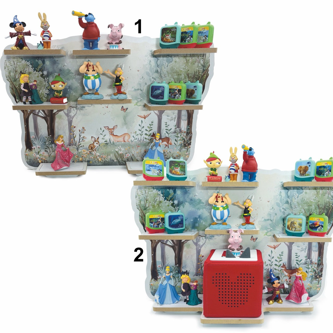 Smagnon Regal für die Toniebox und Tonie Figuren Motiv Ballon-Familie Kinderspielzeug (Tiere im Wald)