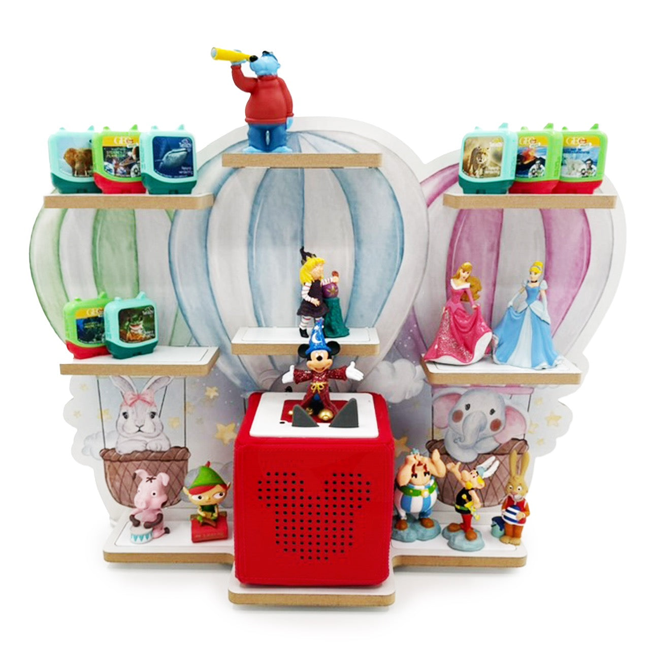 Smagnon Regal für die Toniebox und Tonie Figuren Motiv Ballon-Familie Kinderspielzeug (Ballon-Fahrt)