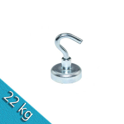 Hakenmagnet Ø 25 mm NEODYM - Zink - hält 22 kg
