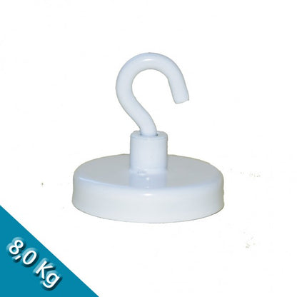 Hakenmagnet Ø 32 mm FERRIT - weiß - hält 8 kg