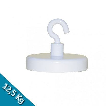 Hakenmagnet Ø 40 mm FERRIT - weiß - hält 12,5 kg