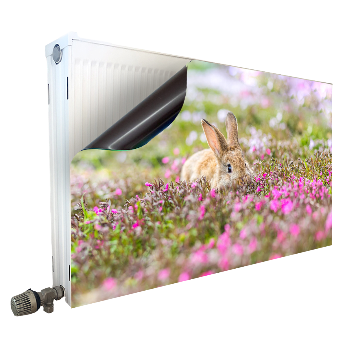 Magnet Heizkörperverkleidung Heizkörperabdeckung Heizung Schutz Motiv Hase im Rosa Grünen Feld – Produktbild 1 von 4