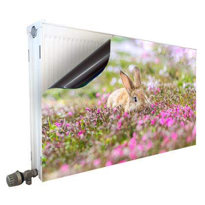 Magnet Heizkörperverkleidung Heizkörperabdeckung Heizung Schutz Motiv Hase im Rosa Grünen Feld – Produktbild 1 von 4