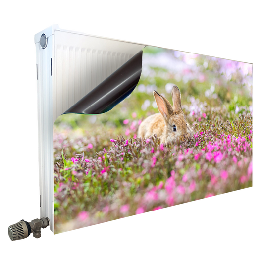 Magnet Heizkörperverkleidung Heizkörperabdeckung Heizung Schutz Motiv Hase im Rosa Grünen Feld