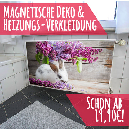 Magnet Heizkörperverkleidung Heizkörperabdeckung Heizung Schutz Motiv Hase Rosa Vase Blumen – Produktbild 3 von 4