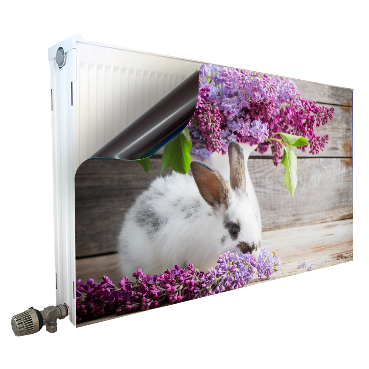 Magnet Heizkörperverkleidung Heizkörperabdeckung Heizung Schutz Motiv Hase Rosa Vase Blumen – Produktbild 1 von 4