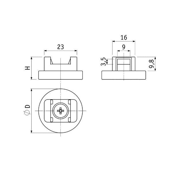 Magnetsystem Ø 22 mm gummiert für Kabelmontage - hält 3,8 kg