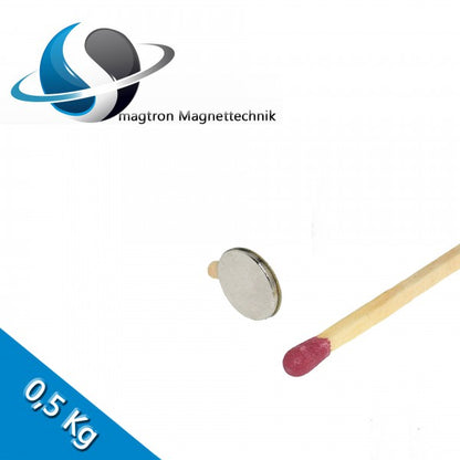 Neodym Scheibenmagnet Ø 10,0 x 1,0 mm N35 Nickel selbsklebend