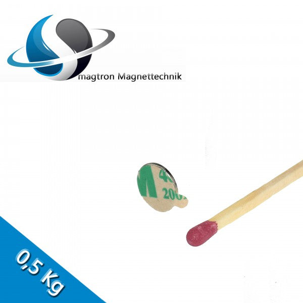 Neodym Scheibenmagnet Ø 10,0 x 1,0 mm N35 Nickel selbsklebend