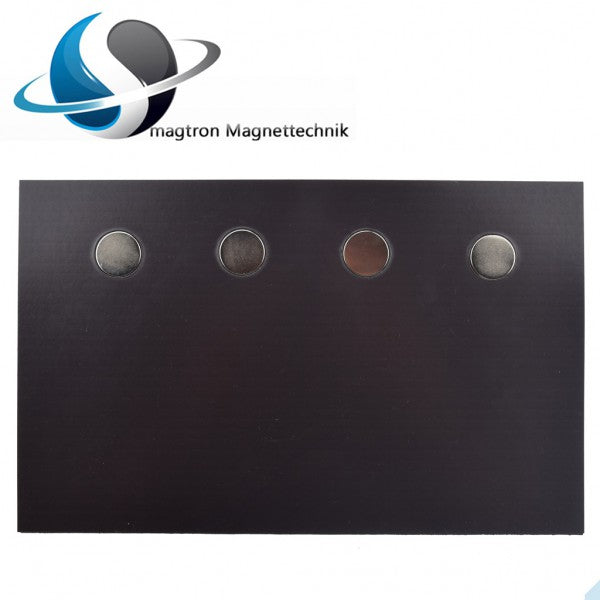 Power Magnetmatte 250 x 155 x  4mm mit 4 - 20 x 2mm Neodympunkten