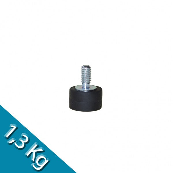 Magnetsystem Ø 12 mm gummiert mit Gewinde M4x8, hält 1,3 kg