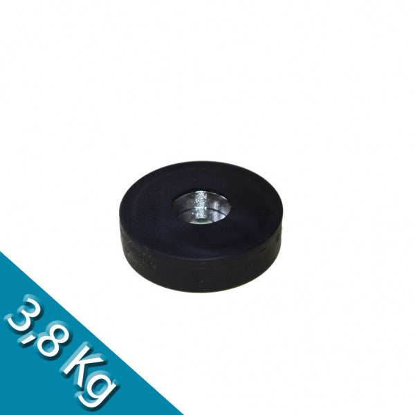 Magnetsystem Ø 22 mm gummiert mit Bohrung - hält 3,8 kg