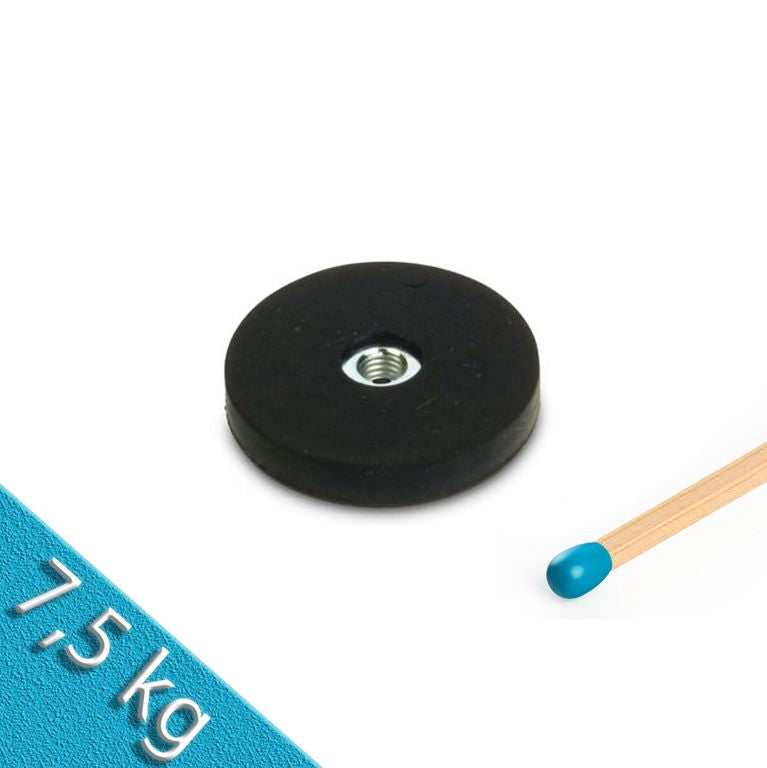 Magnetsystem Ø 31 mm gummiert, Innengewinde M5 - hält 7,5 kg