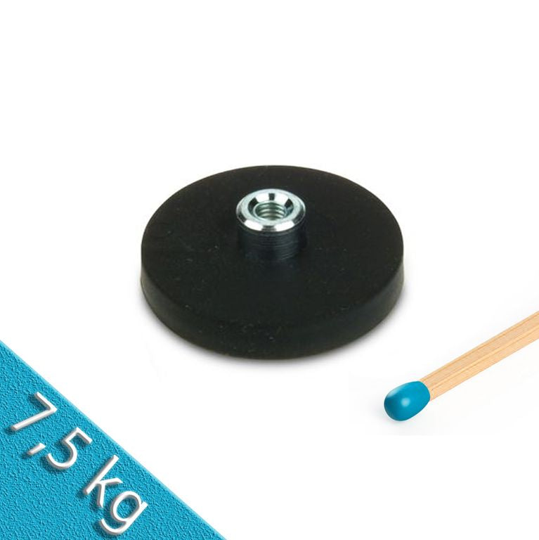 Magnetsystem Ø 31 mm gummiert mit Buchse M4 - hält 7,5 kg
