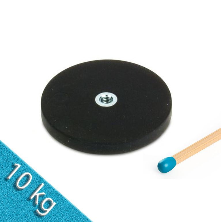 Magnetsystem Ø 43 mm gummiert, Innengewinde M4 - hält 10 kg