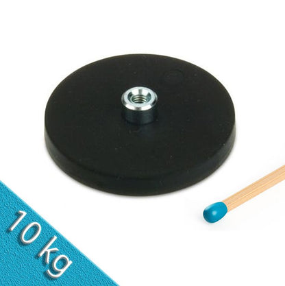 Magnetsystem Ø 43 mm gummiert mit Buchse M4 - hält 10 kg