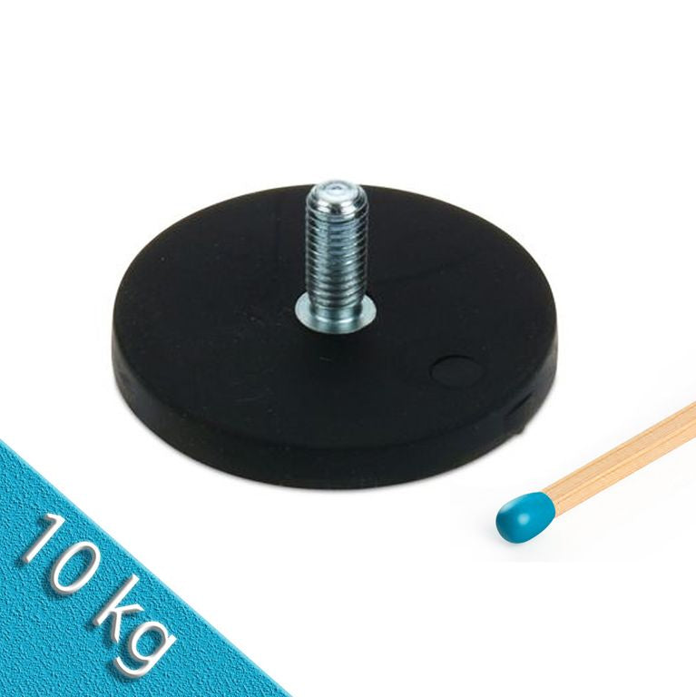 Magnetsystem Ø 43 mm gummiert mit Gewinde M6x15 - hält 10 kg