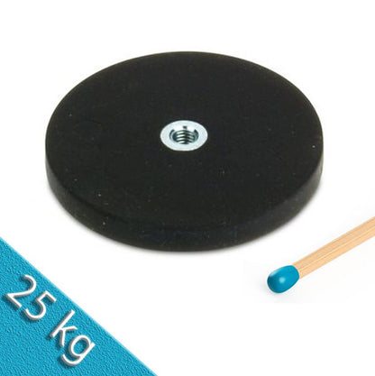 Magnetsystem Ø 66 mm gummiert, Innengewinde M6 - hält 25 kg