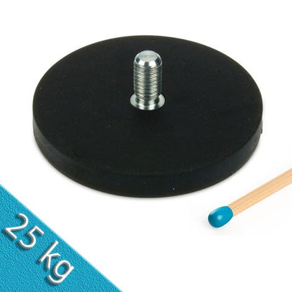 Magnetsystem Ø 66 mm gummiert mit Gewinde M8x15 - hält 25 kg