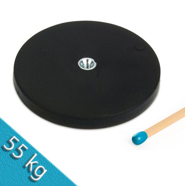 Magnetsystem Ø 88 mm gummiert, Innengewinde M6 - hält 55 kg