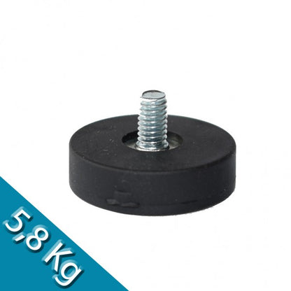 Magnetsystem Ø 22 mm gummiert mit Gewinde M4x6 - hält 5,8 kg