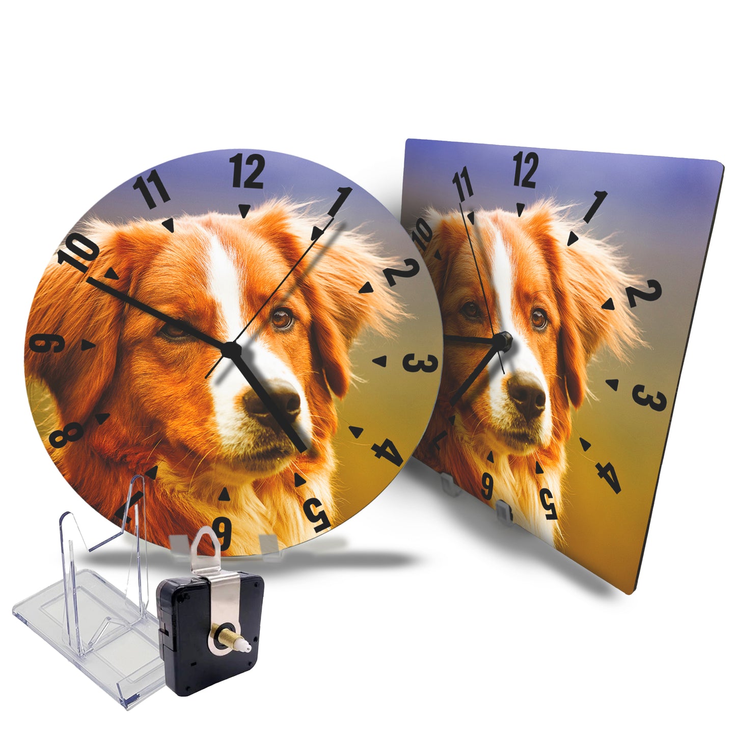 Hochwertige 30cm-Uhren Made in Alzenau Lautlose Uhr MDF Acryl: Motive Hunde