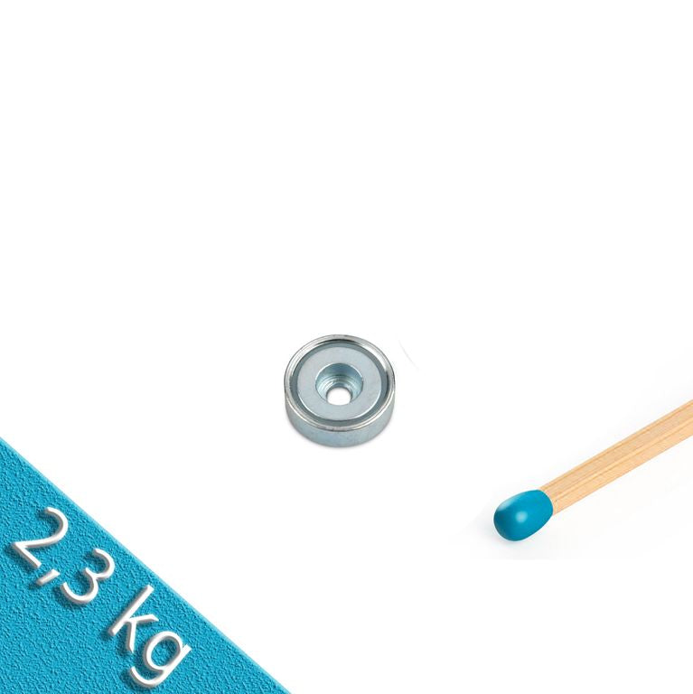 Neodym Flachgreifer Ø 16,0 x 5,0 mm mit Zylinderbohrung hält 2,3 kg
