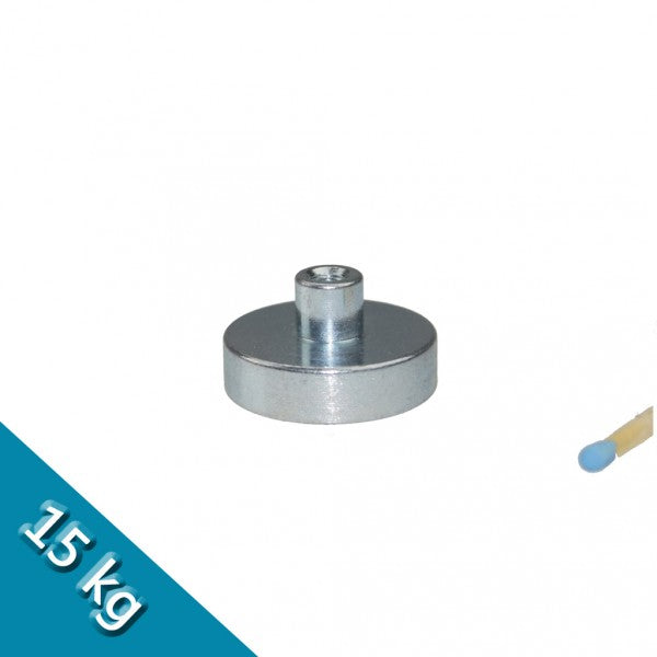 Neodym Flachgreifer Ø 25,0 x 7,0 mm mit Buchse M4 hält 15 kg