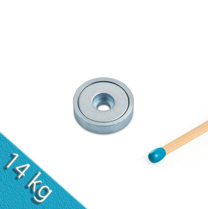 Neodym Flachgreifer Ø 25,0 x 8,0 mm mit Bohrung hält 14 kg