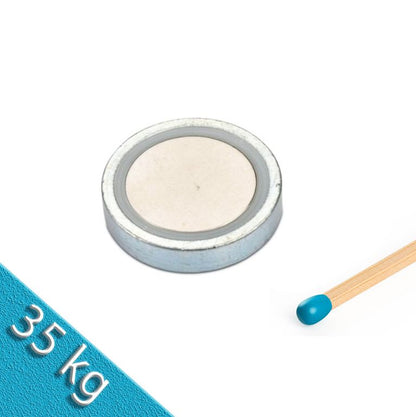 Neodym Flachgreifer Ø 32,0 x 7,0 mm, Zink - hält 35 kg