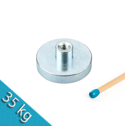 Neodym Flachgreifer Ø 32,0 x 7,0 mm mit Buchse M5 hält 35 kg