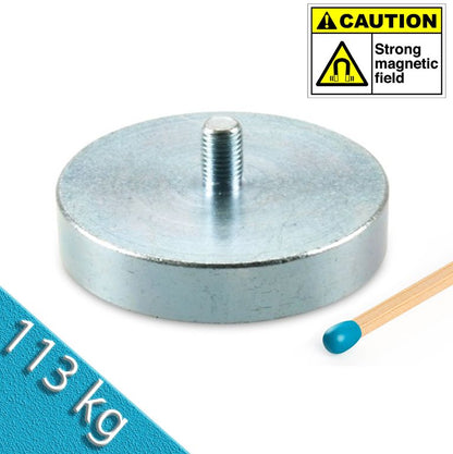 Neodym Flachgreifer Ø 60,0 x 15,0 mm, Gewinde M8x15, 113 kg