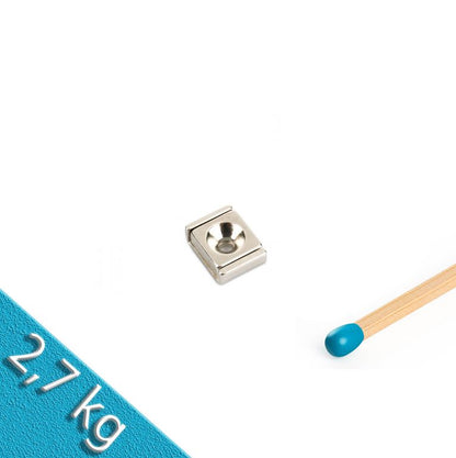 Neodym Flachleiste 10 x 13 x 5 mm mit Bohrung und Senkung - 2,7 kg