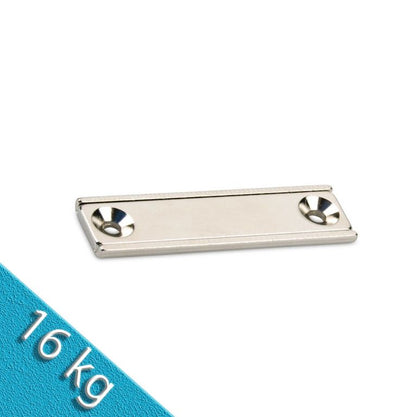 Neodym Flachleiste 50 x 13 x 5 mm mit Bohrung und Senkung - 16 kg