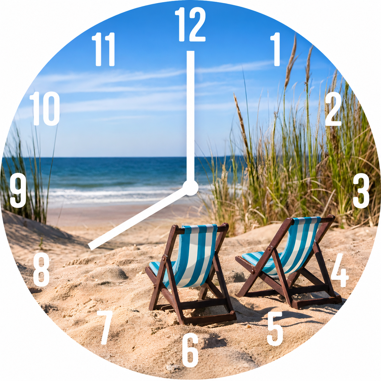 Hochwertige 30cm-Uhren Made in Alzenau Lautlose Uhr MDF Acryl Motiv Nordsee