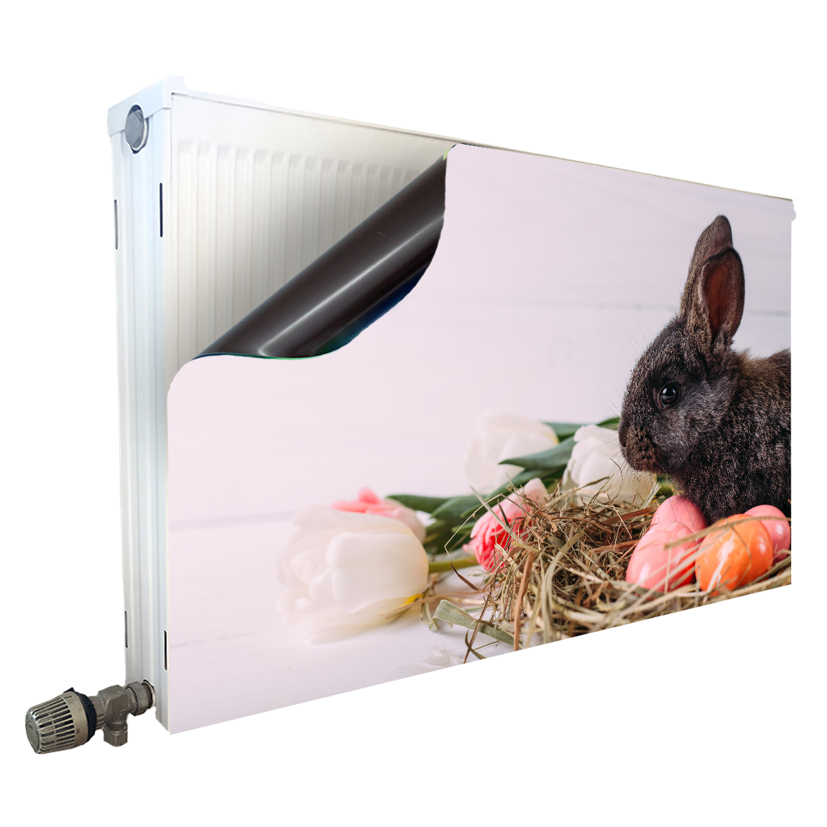 Magnet Heizkörperverkleidung Heizkörperabdeckung Heizung Schutz Motiv Osterhase mit Ostereiern – Produktbild 1 von 4